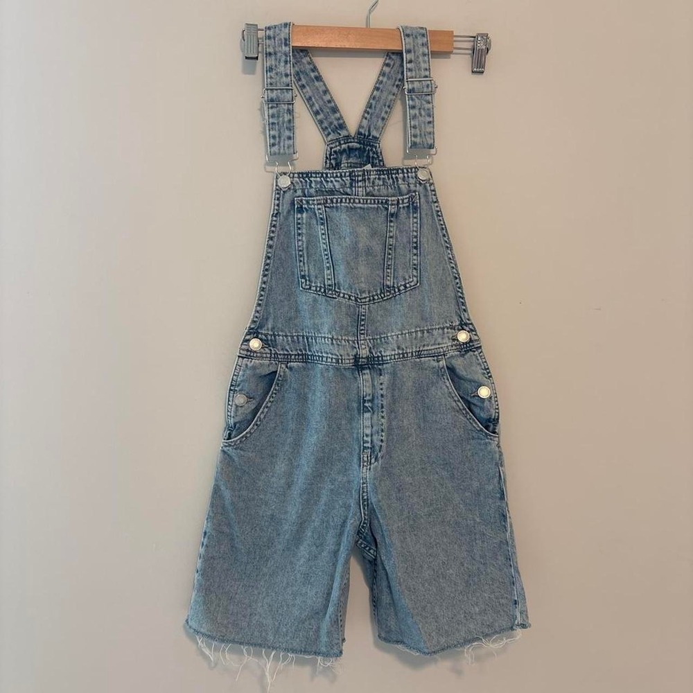 Blue Denim Overall Shorts